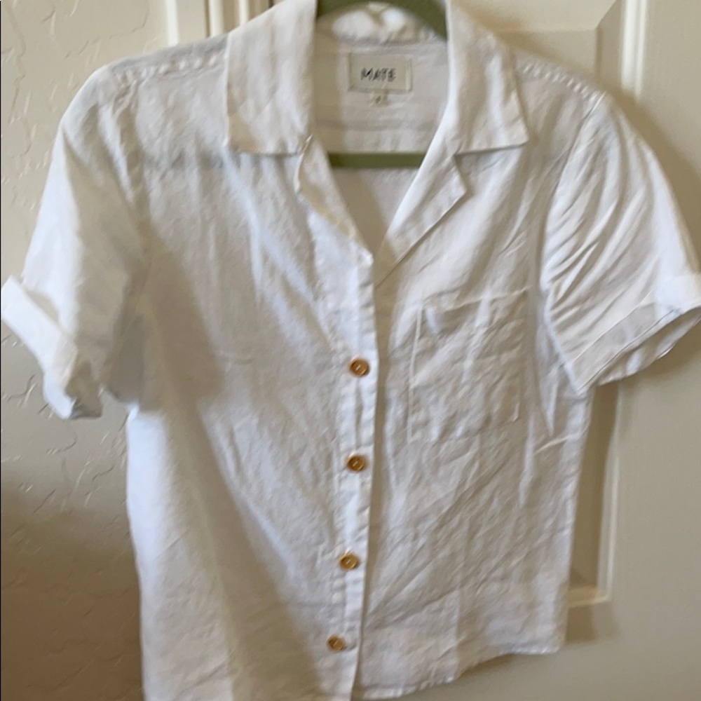 Mate the Label white linen blouse size small